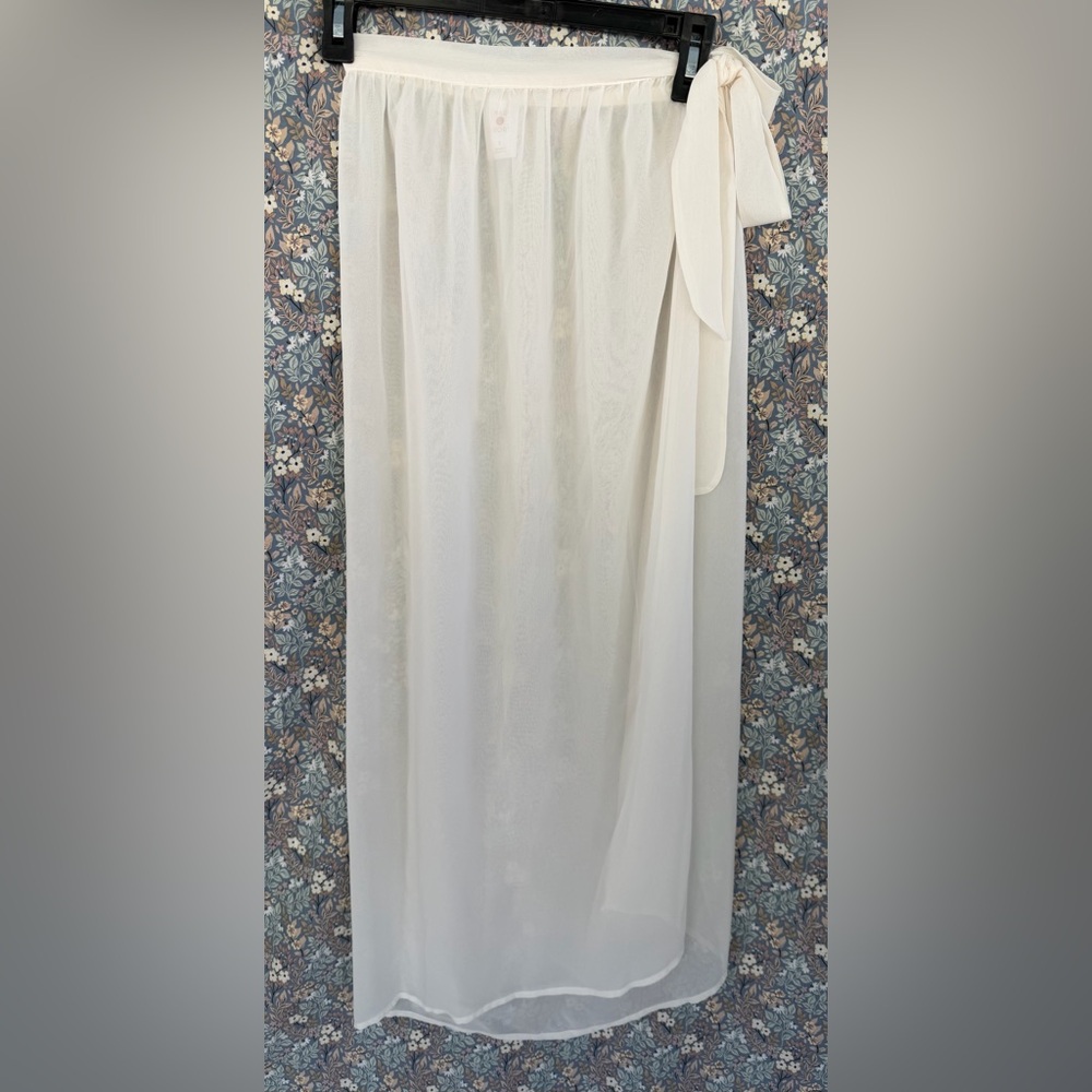 Shade & Shore Cream Sheer Wrap Skirt
